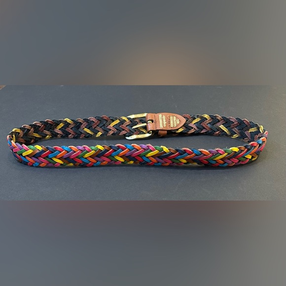 VTG 1980s Capezio New York Multicolor Rainbow Braided Leather Belt Argentina M/L - Picture 6 of 6